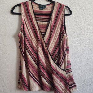 Lauren Ralph Lauren Top Womens Medium Linen Sleeveless Striped Boho Tank